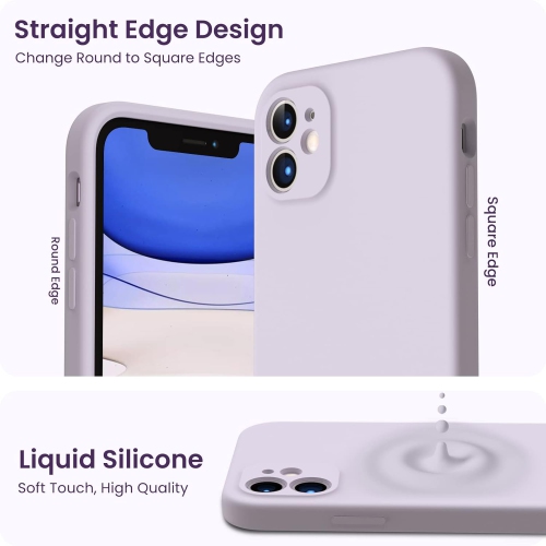 ORNARTO Compatible with iPhone 11 Case 6.1 inch, with 2 x Screen Protector Liquid Silicone Gel Ruber Cover [Square Edge] Shockproof Protective Phone
