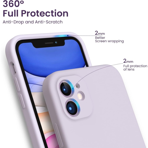 ORNARTO Compatible with iPhone 11 Case 6.1 inch, with 2 x Screen Protector Liquid Silicone Gel Ruber Cover [Square Edge] Shockproof Protective Phone