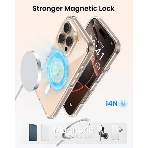 ORNARTO for iPhone 16 Pro Case Magnetic 6.3", [Compatible with MagSafe] Yellowing-Resistant Slim Cover,Upgraded 2-Layer Air-Buffer Corners Shockproof