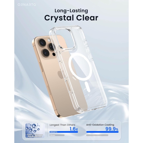 ORNARTO for iPhone 16 Pro Case Magnetic 6.3", [Compatible with MagSafe] Yellowing-Resistant Slim Cover,Upgraded 2-Layer Air-Buffer Corners Shockproof