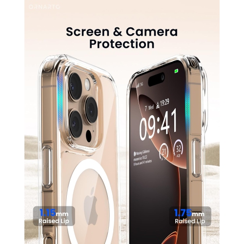 ORNARTO for iPhone 16 Pro Case Magnetic 6.3", [Compatible with MagSafe] Yellowing-Resistant Slim Cover,Upgraded 2-Layer Air-Buffer Corners Shockproof