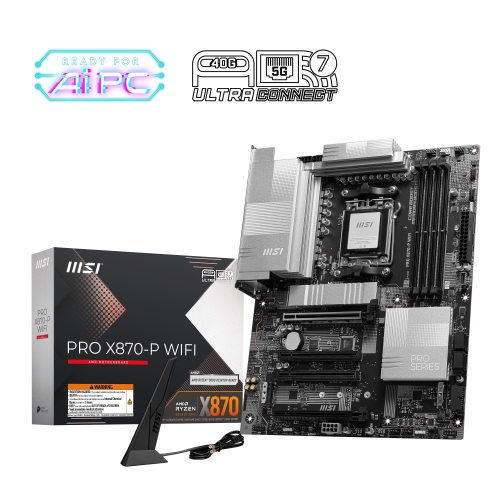 MSI PRO X870-P Wi-Fi avec DDR5, PCIe 5,0 x16, 3x fentes M.2, 7,1 audio, 5Gb LAN Wi-Fi 7