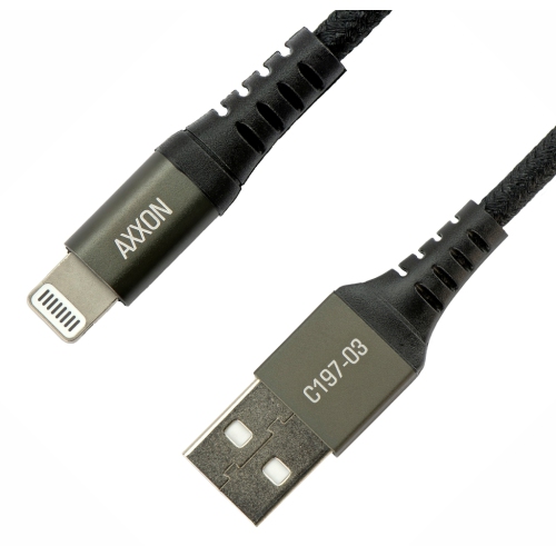 AxxonPremier Kevlar Lightning to USB A Cable, MFi-Certified iPhone 3 ft Charging Cable