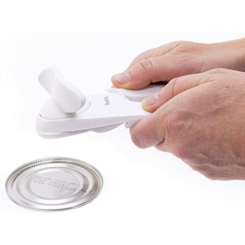 Starfrit Little Beaver Can Opener - Safe - Holds Lid and Leaves No Sharp Edges on Lid - Comfort Grip - 3 year warranty - White
