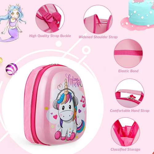 Ensemble de valises pour enfants 2 pièces de Costway 12" Sac à dos et 16" valise de cabine pour enfants pour garçons et filles