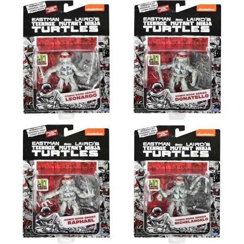 Teenage Mutant Ninja Turtles 4 Inch Action Figure 4-Pack Box Set - Ninja Turtles Black and White Comic Book Figures
