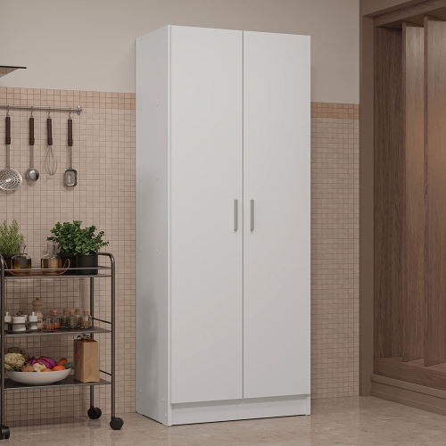 Madesa Kitchen Pantry Storage Cabinet 2 Doors with 5 Utility Shelves 23"L Wooden Organization Unit for Kitchen - White