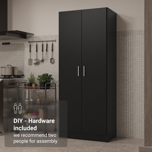 Armoire de rangement à 2 portes avec 5 tablettes utilitaires Madesa Kitchen Pantry Unité de rangement en bois de 23 po de long pour la cuisine -