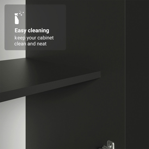 Madesa Kitchen Set 2 Pantry Storage Cabinet with 5 Utility Shelves 23"L Wooden Organization Unit for Kitchen - Black