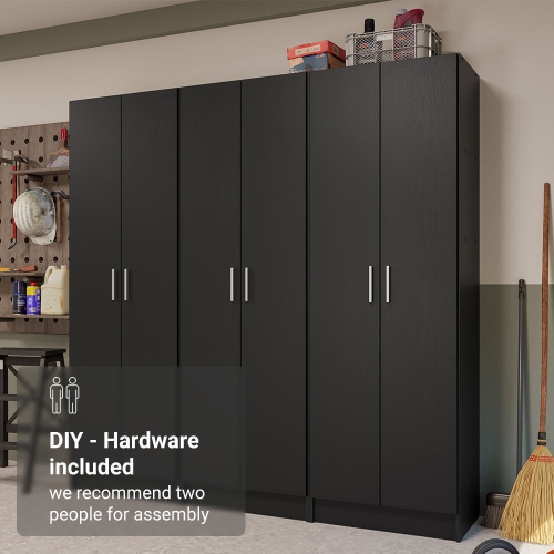 Madesa Garage Set 3 Pantry Storage Cabinet with 5 Utility Shelves 23"L Wooden Organization Unit for Garage - Black