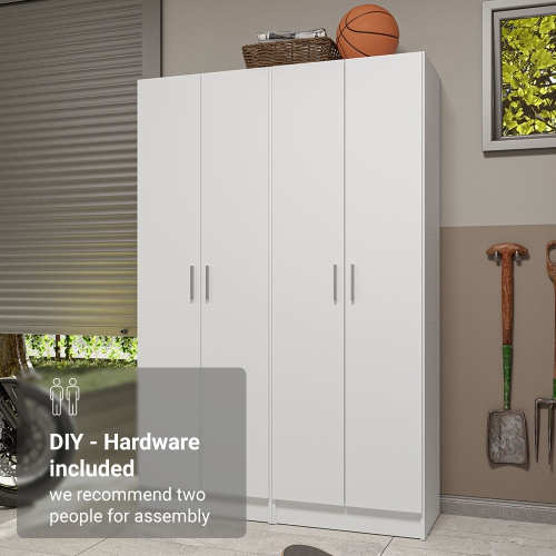 Madesa Garage Set 2 Pantry Storage Cabinet with 5 Utility Shelves 23"L Wooden Organization Unit for Garage - White