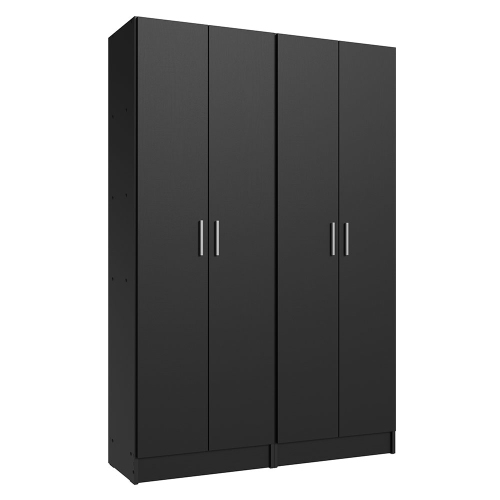 Ens. 2 armoire garde-manger Madesa Garage avec 5 tablettes utilitaires, unité de rangement en bois de 23&nbsp;po de long pour garage - Noir