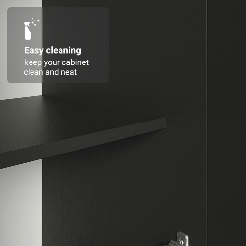 Madesa Garage Set 2 Pantry Storage Cabinet with 5 Utility Shelves 23"L Wooden Organization Unit for Garage - Black