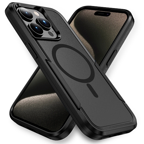 TopSave – Étui protecteur mince, léger, robuste et robuste protecteur Armor pour iPhone de 16 6,1 po, noir, nouveau style MAGSAFE Matt PC+TPUR 2-en-1