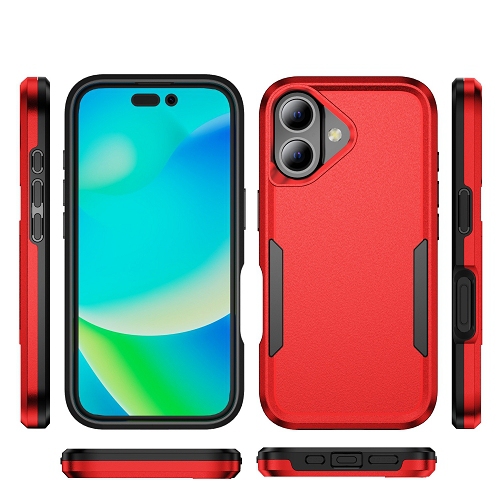 TopSave – Étui mince, léger, robuste et protecteur Armor pour iPhone de 16 6,1 po, rouge, nouveau style Matt Polish PC+TPUR 2-en-1