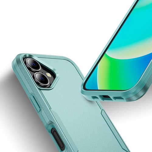 TopSave New Style Matt Polish PC+TPU 2 in 1 Slim Lightweight Shockproof, Rugged, Protective Armor Case For iPhone 16 Plus 6.7-Inch, Teal
