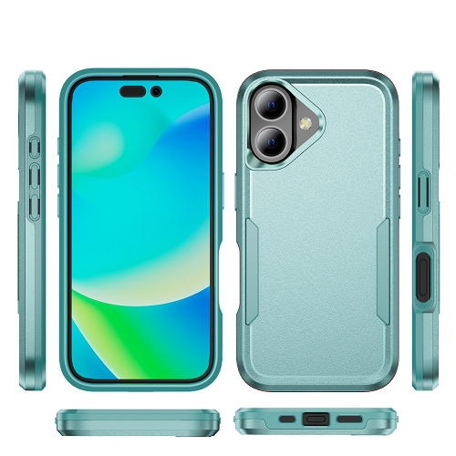 TopSave New Style Matt Polish PC+TPU 2 in 1 Slim Lightweight Shockproof, Rugged, Protective Armor Case For iPhone 16 Plus 6.7-Inch, Teal