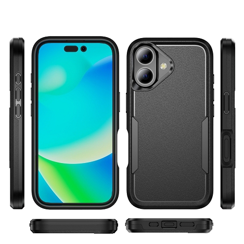 TopSave – Étui mince, léger, robuste et protecteur Armor pour iPhone 16 plus de 2 po, noir, nouveau style Matt Polish PC+TPU 6,7-en-1