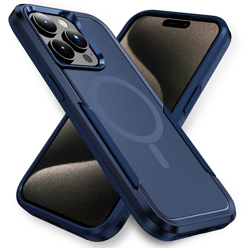TopSave New Style MAGSAFE Matt Polish PC+TPU 2 in 1 Slim Lightweight Shockproof, Rugged, Protective Armor Case For iPhone 16 Pro Max 6.9-Inch, Navy