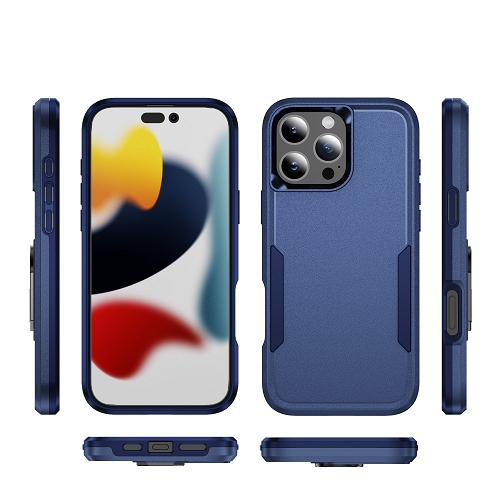 TopSave New Style Matt Polish PC+TPU 2 in 1 Slim Lightweight Shockproof, Rugged, Protective Armor Case For iPhone 16 Pro 6.3-Inch, Navy Blue
