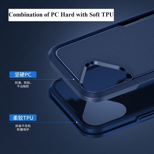 TopSave New Style Matt Polish PC+TPU 2 in 1 Slim Lightweight Shockproof, Rugged, Protective Armor Case For iPhone 16 6.1-Inch, Navy Blue