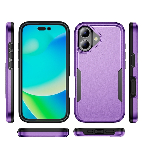 TopSave New Style Matt Polish PC+TPU 2 in 1 Slim Lightweight Shockproof, Rugged, Protective Armor Case For iPhone 16 6.1-Inch, Purple
