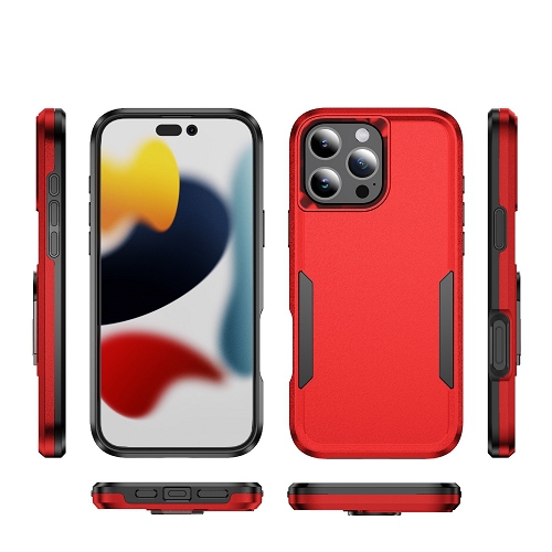 TopSave New Style Matt Polish PC+TPU 2 in 1 Slim Lightweight Shockproof, Rugged, Protective Armor Case For iPhone 16 Pro 6.3-Inch, Red