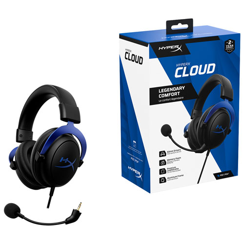 Casque de jeu à suppression du bruit Cloud de HyperX pour PS5/PS4 - Noir/Bleu