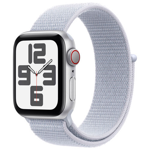 Apple Watch SE avec boîtier de 40 mm en aluminium argenté et bracelet sport à rabat nuage bleu par Rogers - Financement mensuel