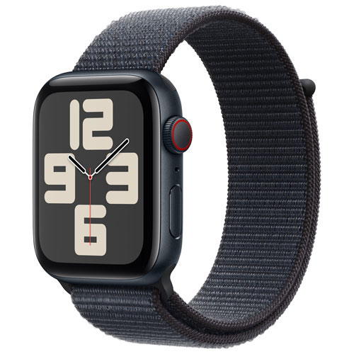 Apple Watch SE avec boîtier de 44 mm en aluminium minuit et bracelet sport à rabat encre par Rogers - Financement mensuel