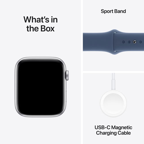 TELUS Apple Watch SE 44mm Silver Aluminum Case w/ Denim Sport Band - M/L - Monthly Financing