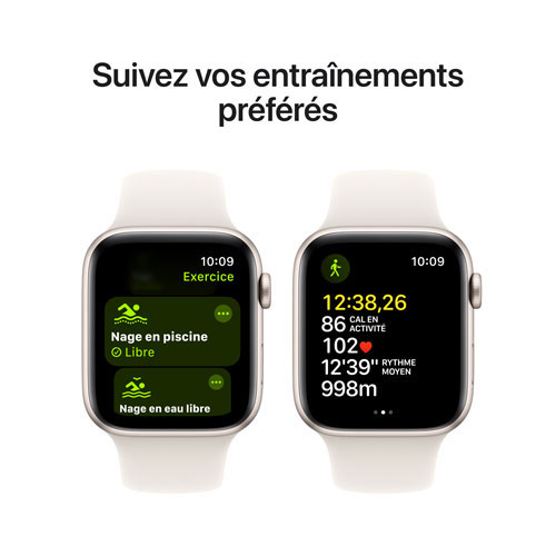 TELUS Apple Watch SE 44mm Starlight Aluminum Case w/ Starlight Sport Band - S/M - Monthly Financing
