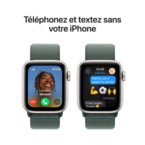 Apple Watch SE avec boîtier de 40 mm en aluminium comète et bracelet sport à rabat vert lacustre par TELUS - Financement mensuel