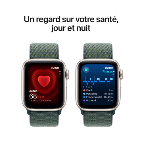 Apple Watch SE avec boîtier de 40 mm en aluminium comète et bracelet sport à rabat vert lacustre par TELUS - Financement mensuel