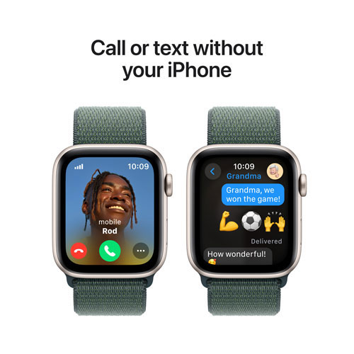 Apple Watch SE (GPS + Cellular) avec boîtier de 44 mm en aluminium comète et bracelet sport à rabat vert lacustre par Rogers - Financement mensuel
