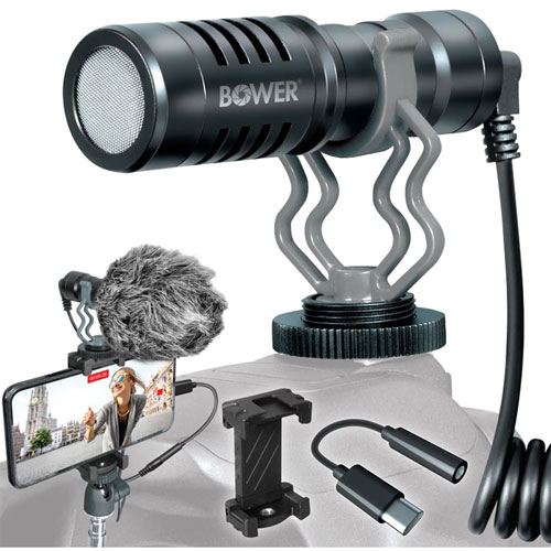Bower Cardioid Condenser Microphone for Smartphones and DSLRs