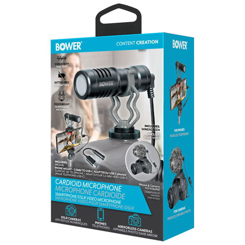 Bower Cardioid Condenser Microphone for Smartphones and DSLRs