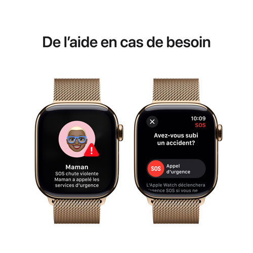 Apple Watch Series 10 avec boîtier de 42 mm en titane doré et bracelet milanais doré par Freedom Mobile - Moyen/Grand - Paiement Balance mensuel