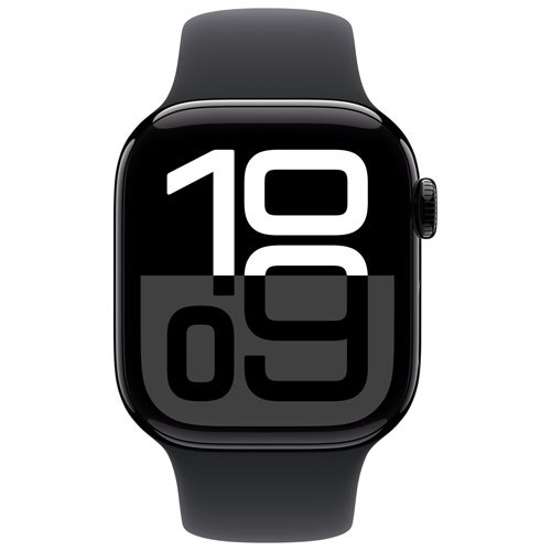 Freedom Mobile Apple Watch Series 10 42mm Jet Black Aluminum Case w/Black Sport Band-M/L-Monthly Tab Payment