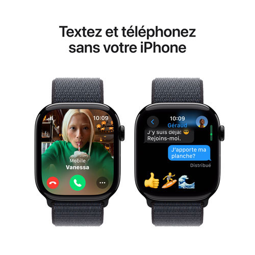 Apple Watch Series 10 avec boîtier de 46 mm en aluminium noir de jais et bracelet sport encre par Freedom Mobile - Paiement Balance mensuel