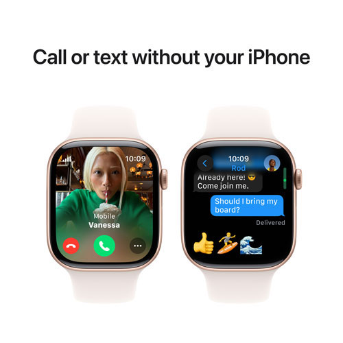 Apple Watch Series 10 avec boîtier de 46 mm en aluminium rose doré et bracelet sport rose tendre par Freedom Mobile - Petit/Moyen - Paiement Balance