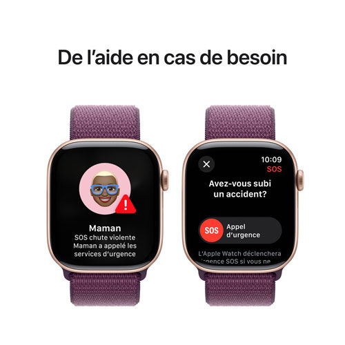 Apple Watch Series 10 avec boîtier de 46 mm en aluminium rose doré et bracelet sport à rabat prune par Freedom Mobile - Paiement Balance mensuel
