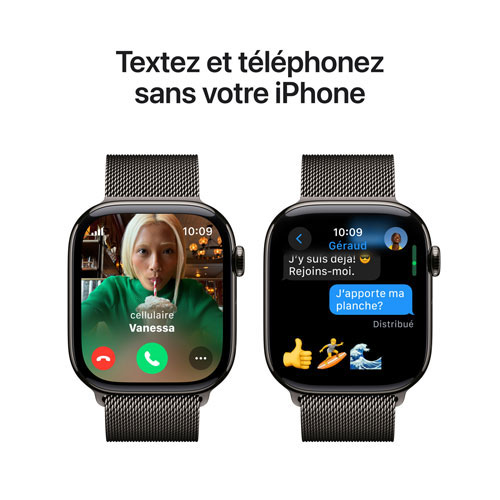 Apple Watch Series 10 avec boîtier de 46 mm en titane ardoise et bracelet milanais ardoise par Freedom Mobile - Moyen/Grand - Paiement Balance mensuel