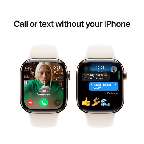 Freedom Mobile Apple Watch Series 10 42mm Gold Titanium Case w/Starlight Sport Band-M/L-Monthly Tab Payment