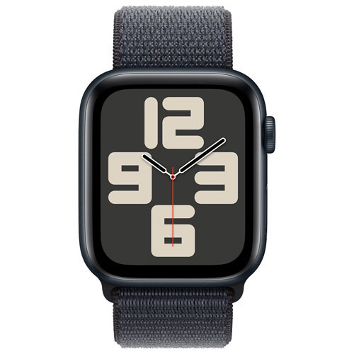 Apple Watch SE avec boîtier de 44 mm en aluminium minuit et bracelet sport encre par Freedom Mobile - Paiement Balance mensuel