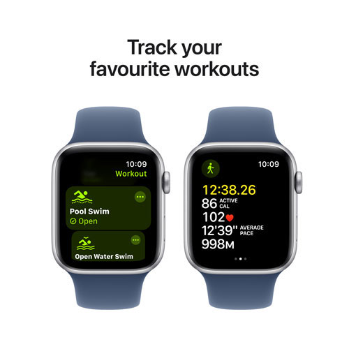 Freedom Mobile Apple Watch SE (GPS+Cellular) 44mm Silver Aluminum Case w/Denim Sport Band-/M-Monthly Tab Payment