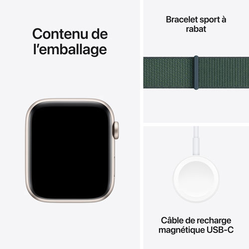 Apple Watch SE (GPS + Cellulaire) avec boîtier de 44 mm en aluminium comète et bracelet sport vert lacustre par Freedom Mobile - Paiement Balance mensuel
