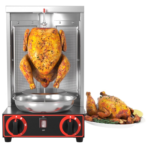TOPTENG 110V 2000W Commercial Electric Vertical Gas Shawarma Broiler Machine Spinning Doner Kebab Gyro Grill Machine, Rotisserie Doner Kebab Gyro