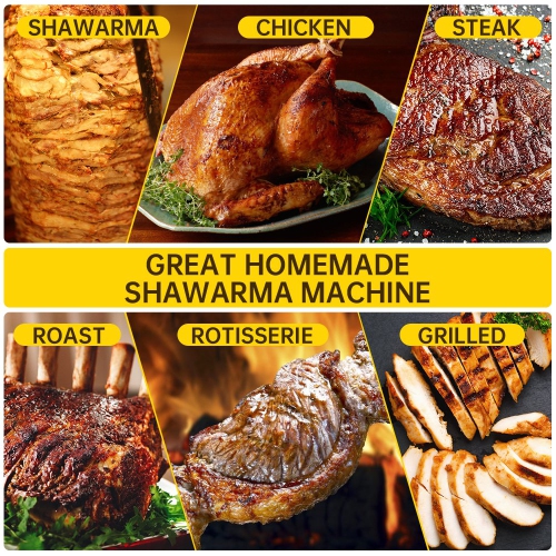 TOPTENG 110V 2000W Commercial Electric Vertical Gas Shawarma Broiler Machine Spinning Doner Kebab Gyro Grill Machine, Rotisserie Doner Kebab Gyro