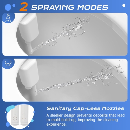 Ultra-Slim Bidet, Minimalist Bidet for Toilet with Non-Electric Dual Nozzle Adjustable Water Pressure, Fresh Water Bidet Toilet Seat Attachment, Easy
